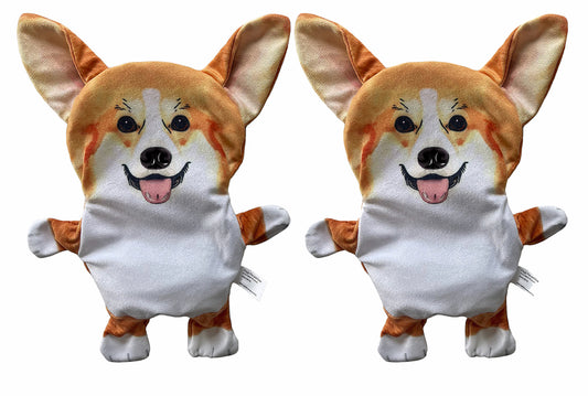 Piggy Poo and Crew Corgi Crinkle Squeaker Toy - Two Pack