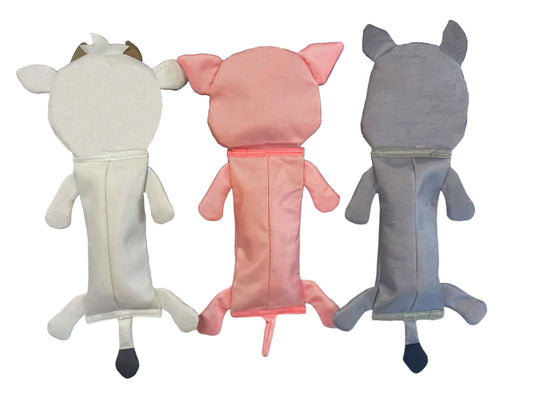 Cow Pig & Donkey 3 Pack Bite-Proof Squeaker Ruffhouse Pet Toys for Dogs Puppies and other Small Animals