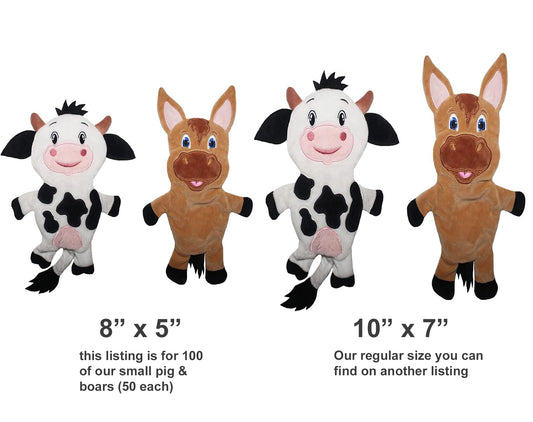 *SALE* Piggy Poo and Crew Cow & Horse Crinkle Squeaker Toys - Bundle of 100 - $2 Each! for Dogs Puppies Small Animal Fetch Toys