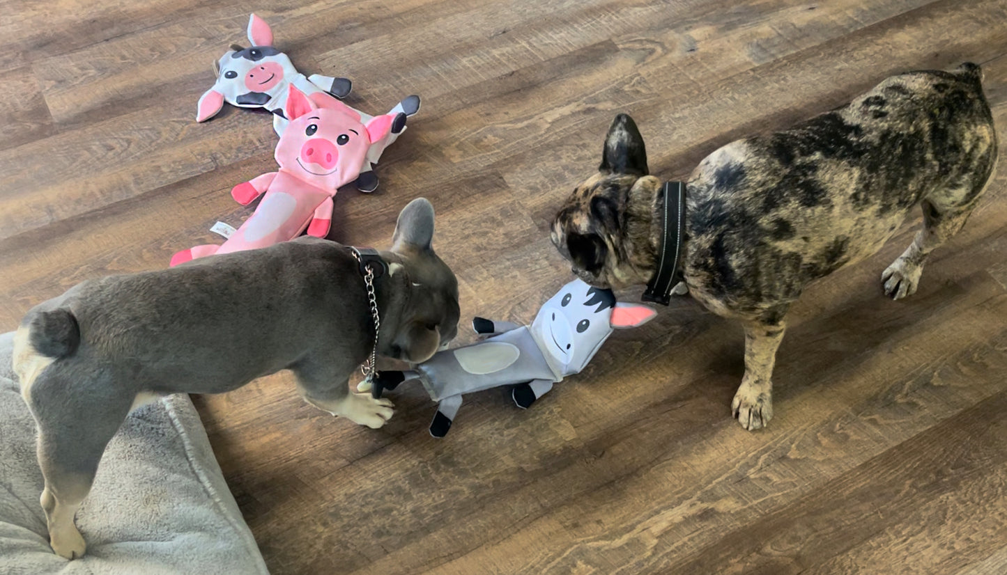 Cow Pig & Donkey 3 Pack Bite-Proof Squeaker Ruffhouse Pet Toys for Dogs Puppies and other Small Animals