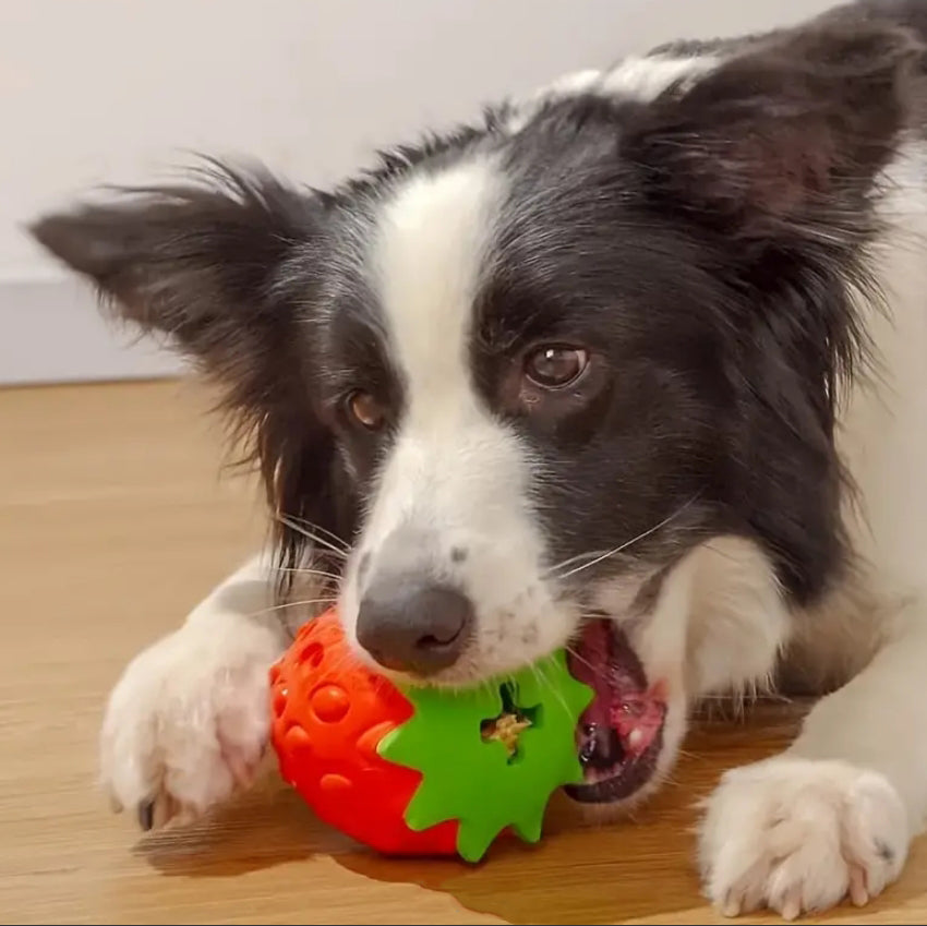 Strawberry-Shaped Dog Treat Dispensing Toy – Scented and Interactive Treat Game for Dogs, Pigs, and Other Pets
