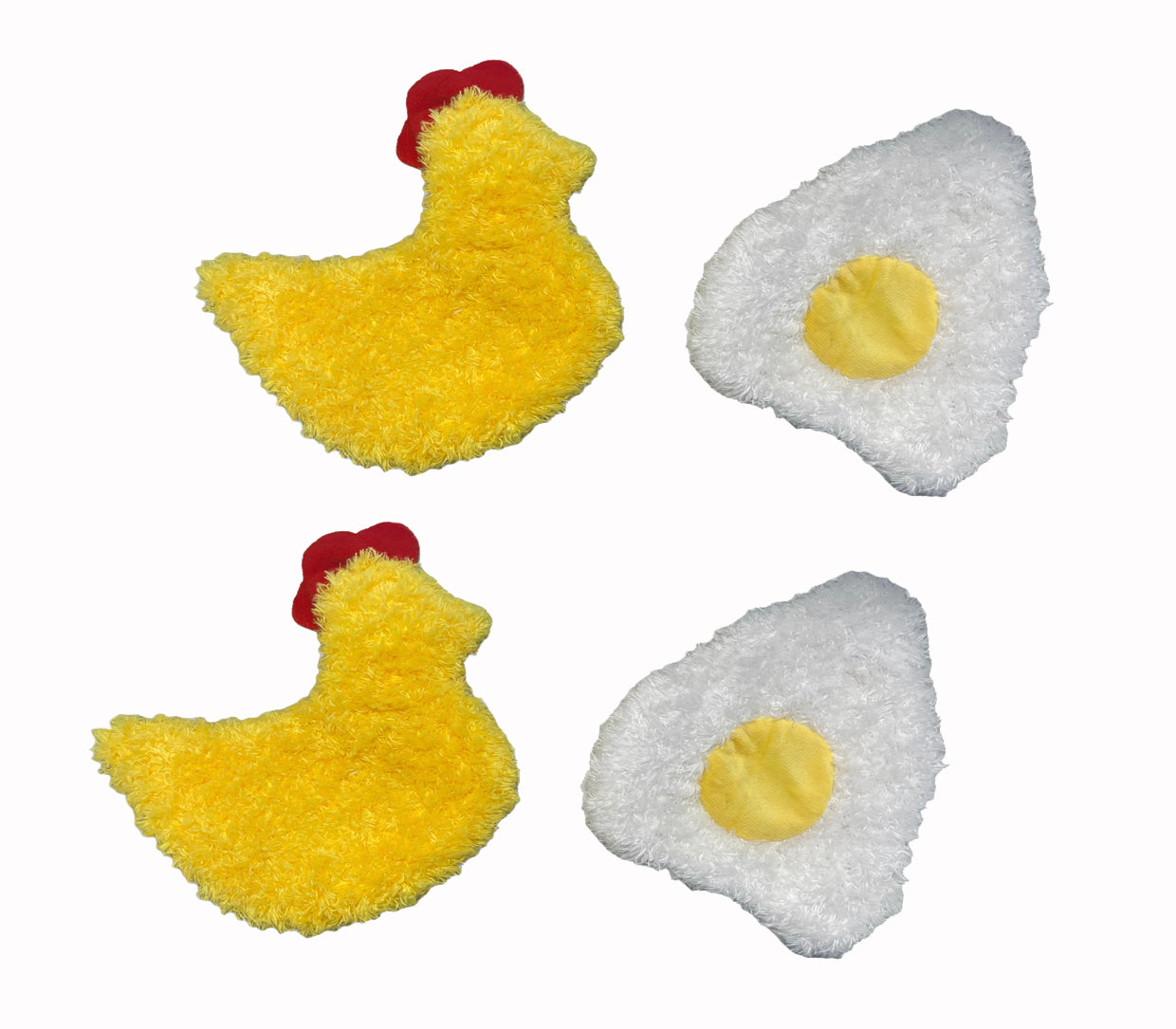 Piggy Poo and Crew Chicken and Egg Paper Crinkle Squeaker Toys