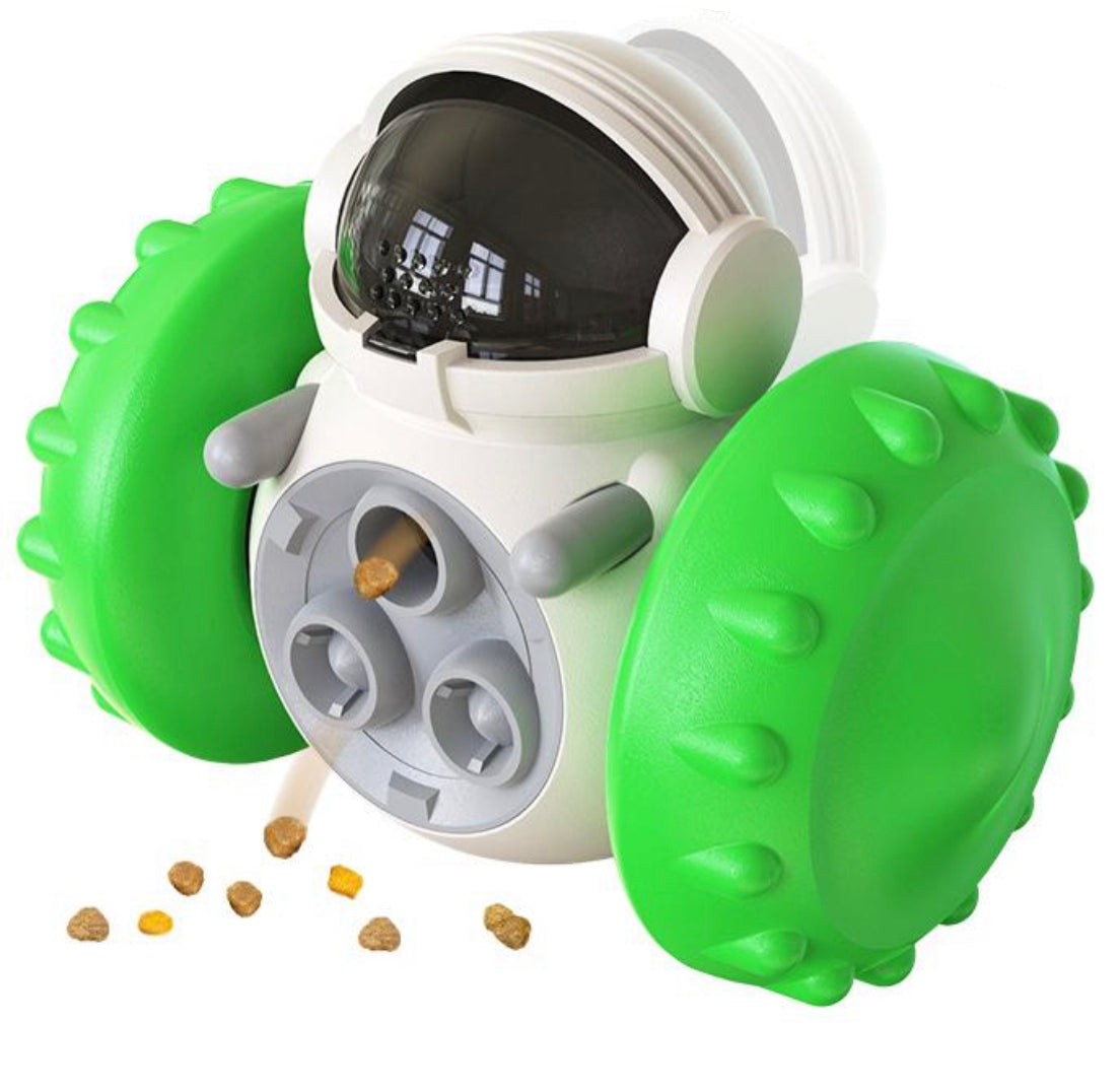 Piggy Poo and Crew Robot Shaped Treat Dispenser Push Toy Game for Your Pet