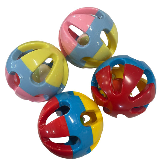 Rattle Balls 4 Pack for Dogs Pigs Rabbits and Cats – Fun Noisy Interactive Playtime Toys - You Can Also Add Treats