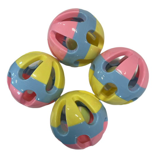 Rattle Balls 4 Pack for Dogs Pigs Rabbits and Cats – Fun Noisy Interactive Playtime Toys - You Can Also Add Treats