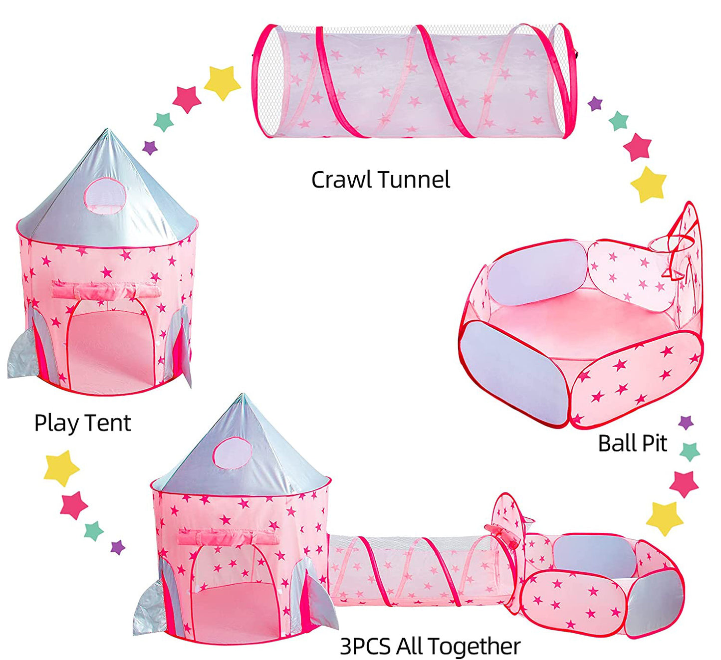 Piggy Poo and Crew Pop Up Play Tunnel and Ball Pit Game - Comes with 50 Balls