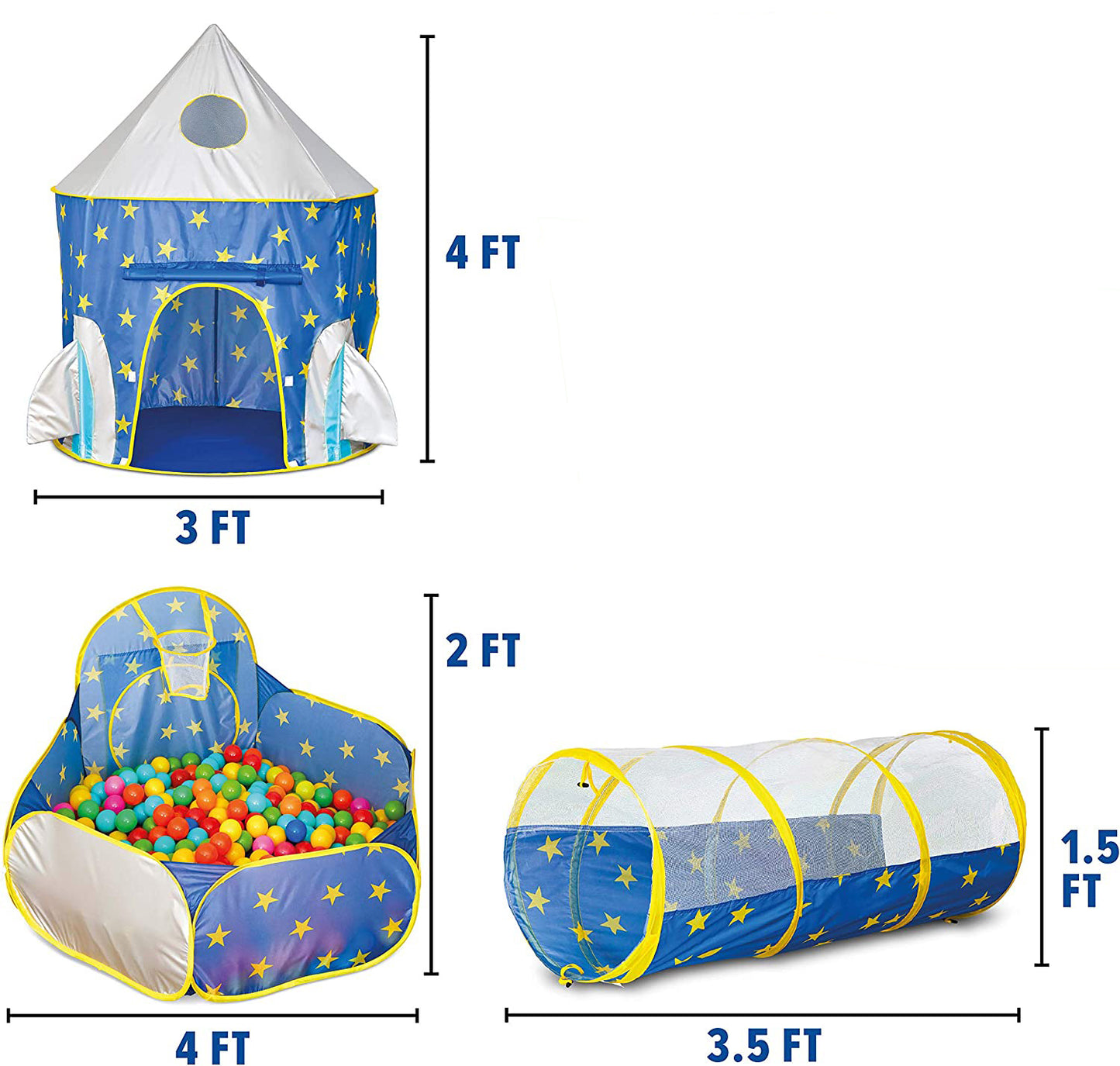 Piggy Poo and Crew Pop Up Play Tunnel and Ball Pit Game - Comes with 50 Balls