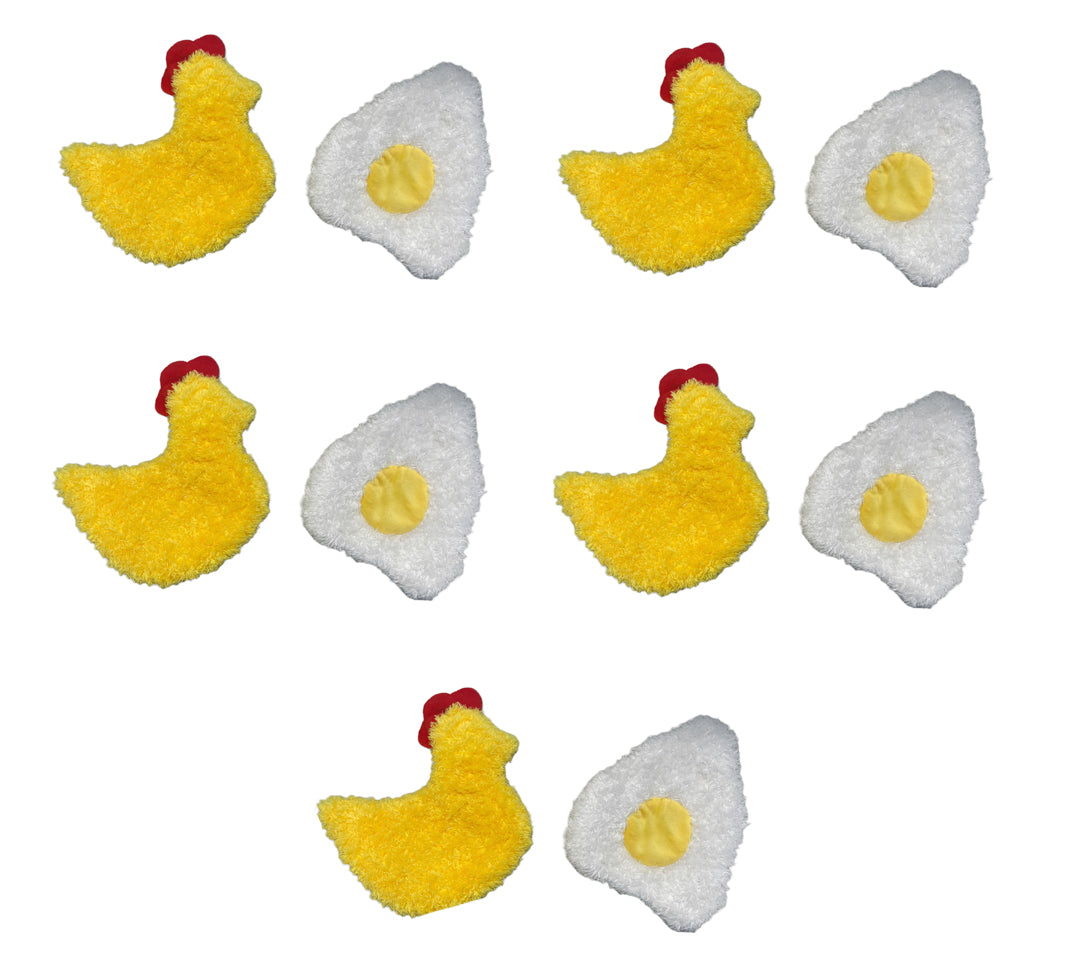 Piggy Poo and Crew Chicken and Egg Paper Crinkle Squeaker Toys - for Dogs and other Pets