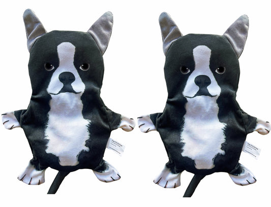 Piggy Poo and Crew Boston Terrier Crinkle Squeaker Toy - Two Pack