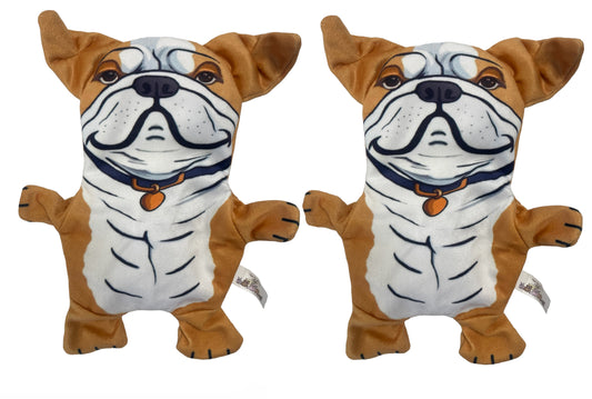 Piggy Poo and Crew Bulldog Crinkle Squeaker Toy - 2 Pack