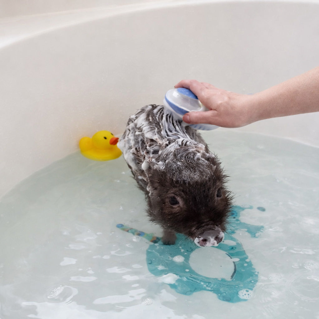 Piggy Poo and Crew Pet Shampoo and Shampoo Scrub Brush