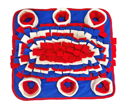 Piggy Poo and Crew Pet Snuffle Activity Mat - Red White & Blue - for Dogs, Pigs, Rabbits & other Small Pets