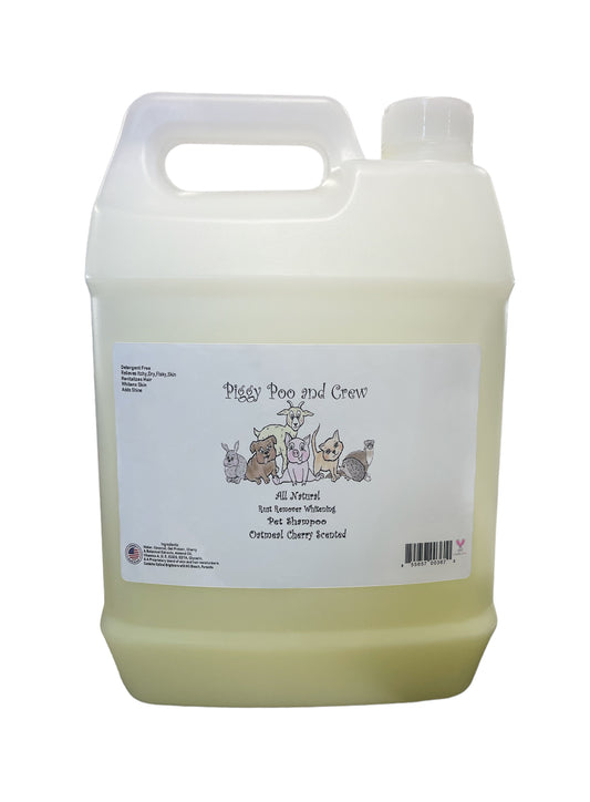 Piggy Poo and Crew All-Natural Rust Remover Whitening Pet Shampoo - 1 Gallon - Oatmeal Cherry Scented - Relieves Itchy Dry Flaky Skin - No Bleach, Peroxide, Or Alcohol - Made in USA