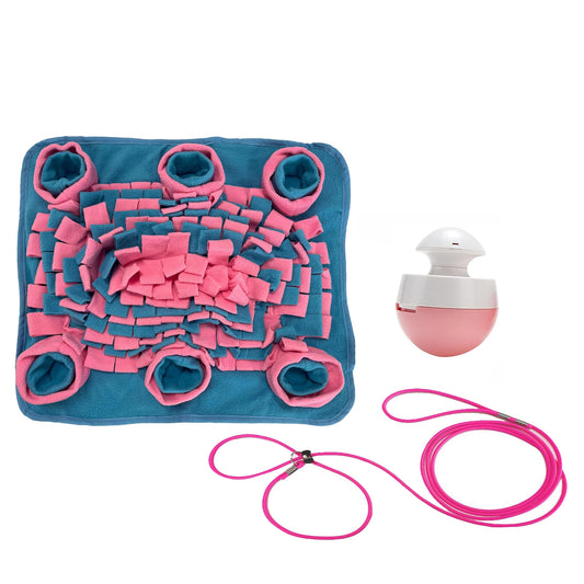 Snuffle Mat Treat Dispenser Tumbler & Adjustable Harness Combo Pack