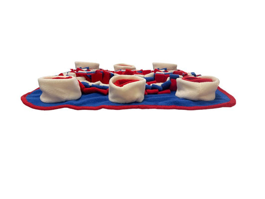 Piggy Poo and Crew Pet Snuffle Activity Mat - Red White & Blue - for Dogs, Pigs, Rabbits & other Small Pets