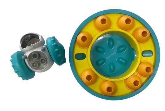 Piggy Poo and Crew Pet Slow Feeder Puzzle Game and Robot Treat Dispenser Combo Pack