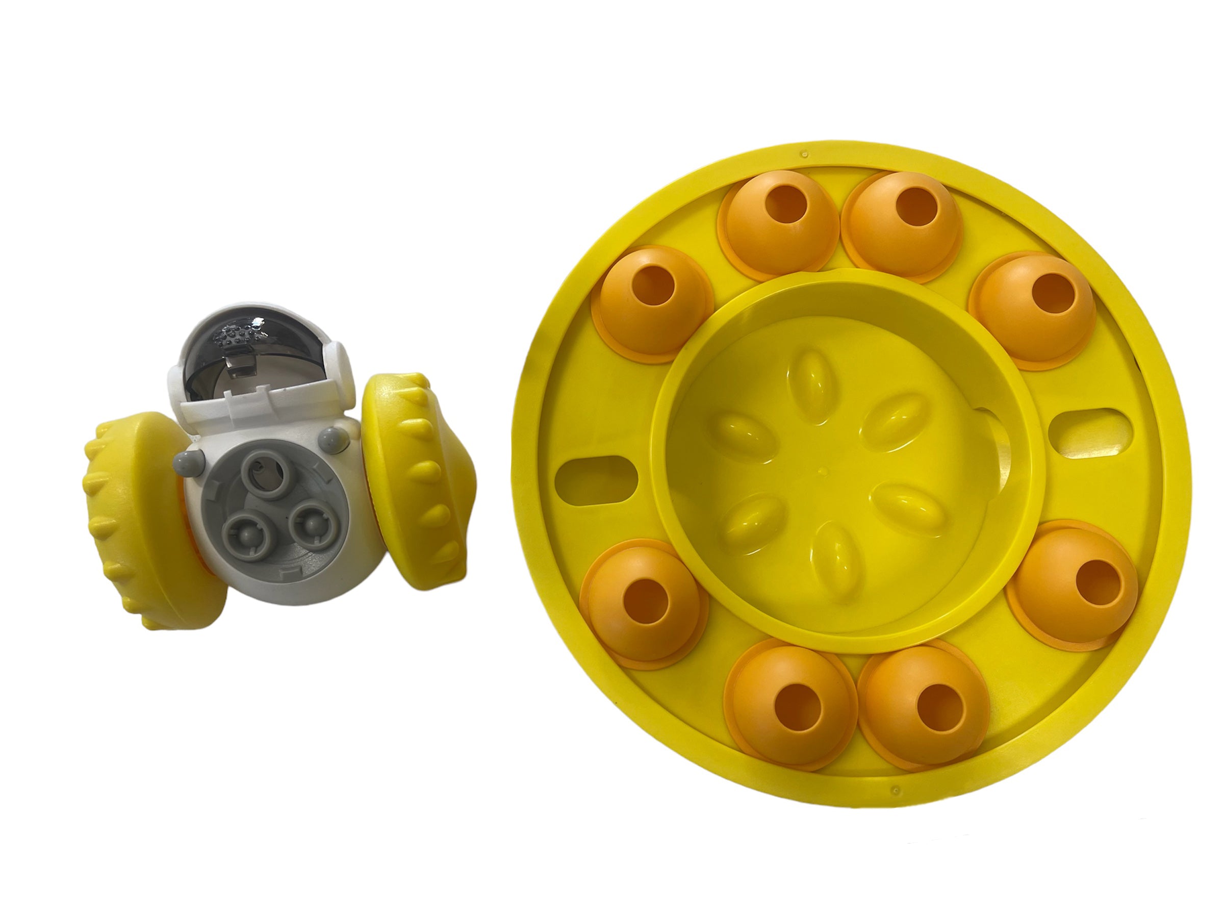 Piggy Poo and Crew Pet Slow Feeder Puzzle Game and Robot Treat Dispens