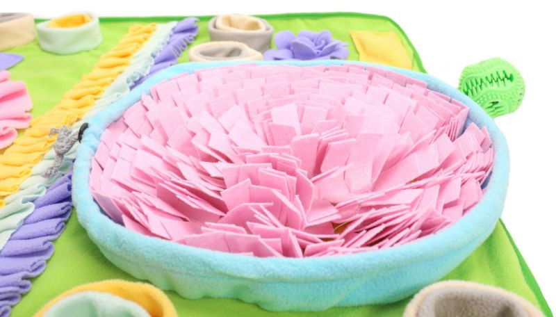 Piggy Poo and Crew Double Bowl Snuffle Mat with a Treat Ball and Squeakers