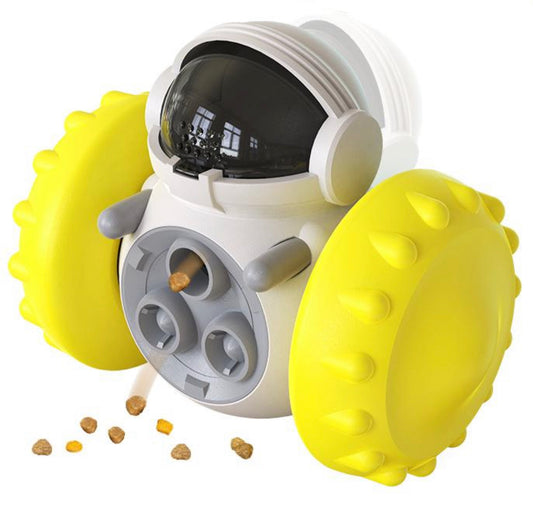 Piggy Poo and Crew Robot Shaped Treat Dispenser Push Toy Game for Your Pet