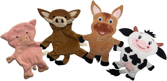 Piggy Poo and Crew Farm Animals Paper Crinkle Squeaker Toy Set Four Pack