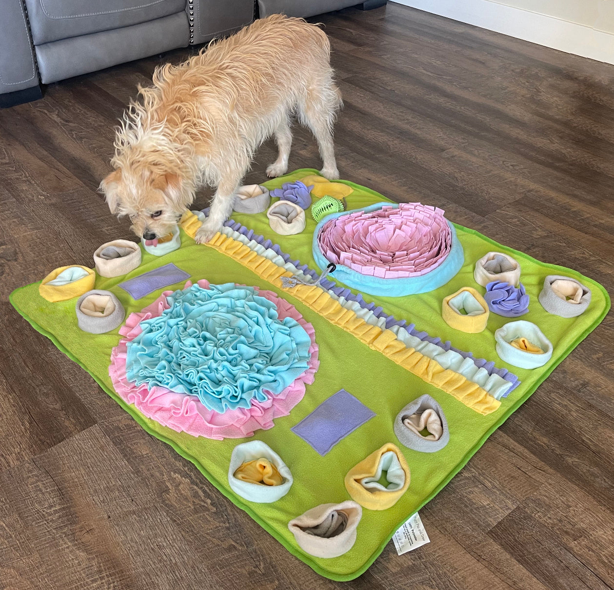 Piggy Poo and Crew Double Bowl Snuffle Mat with a Treat Ball and Squeakers