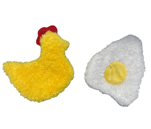 Piggy Poo and Crew Chicken and Egg Paper Crinkle Squeaker Toys - for Dogs and other Pets