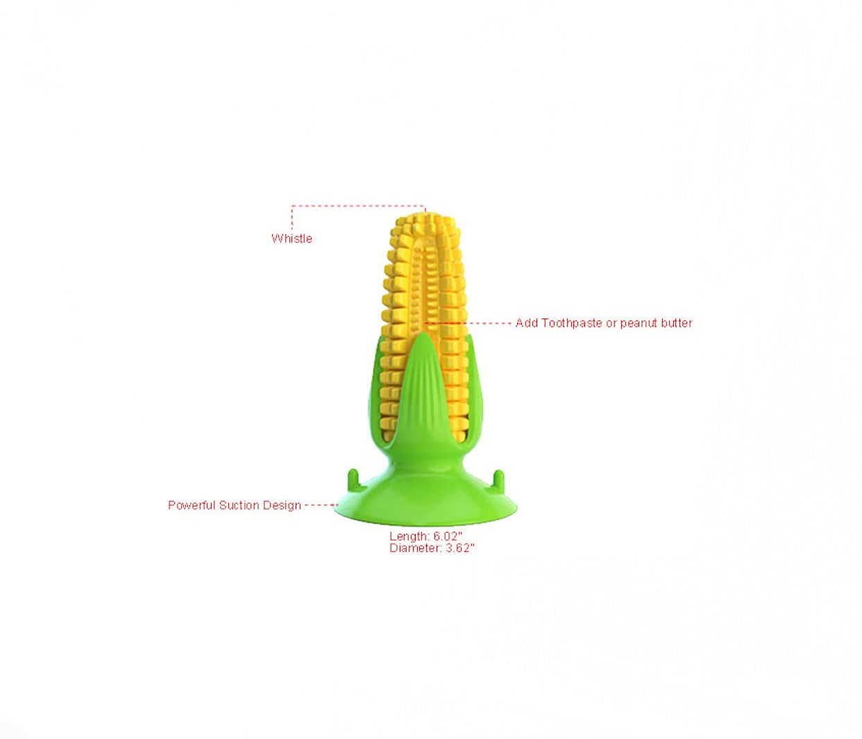 Piggy Poo and Crew Corn Shaped Peanut Butter Chew Toy or Toothpaste Dental Stick - Durable Eco-Friendly Silicone Pet Toy