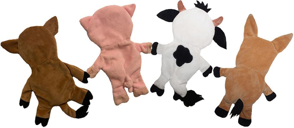 Piggy Poo and Crew Farm and Dog Paper Crinkle Squeaker Pet Toys 8 Pack
