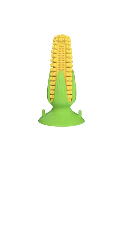 Piggy Poo and Crew Corn Shaped Peanut Butter Chew Toy or Toothpaste Dental Stick - Durable Eco-Friendly Silicone Pet Toy