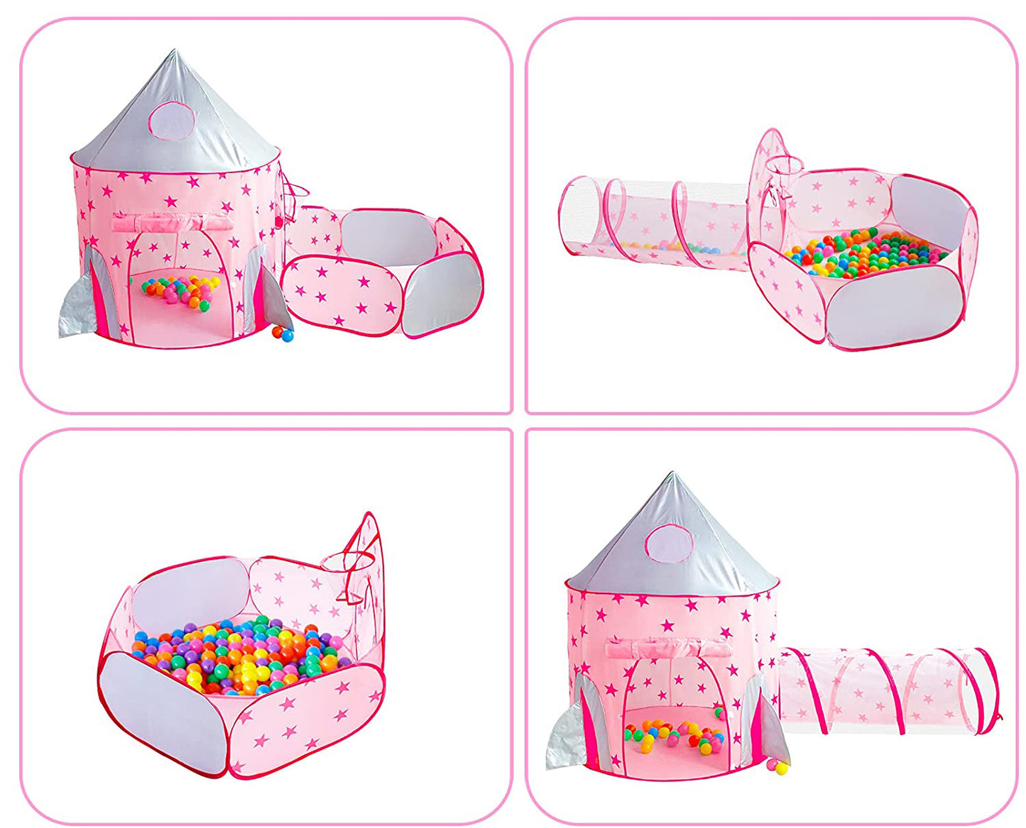 Piggy Poo and Crew Pop Up Play Tunnel and Ball Pit Game - Comes with 50 Balls