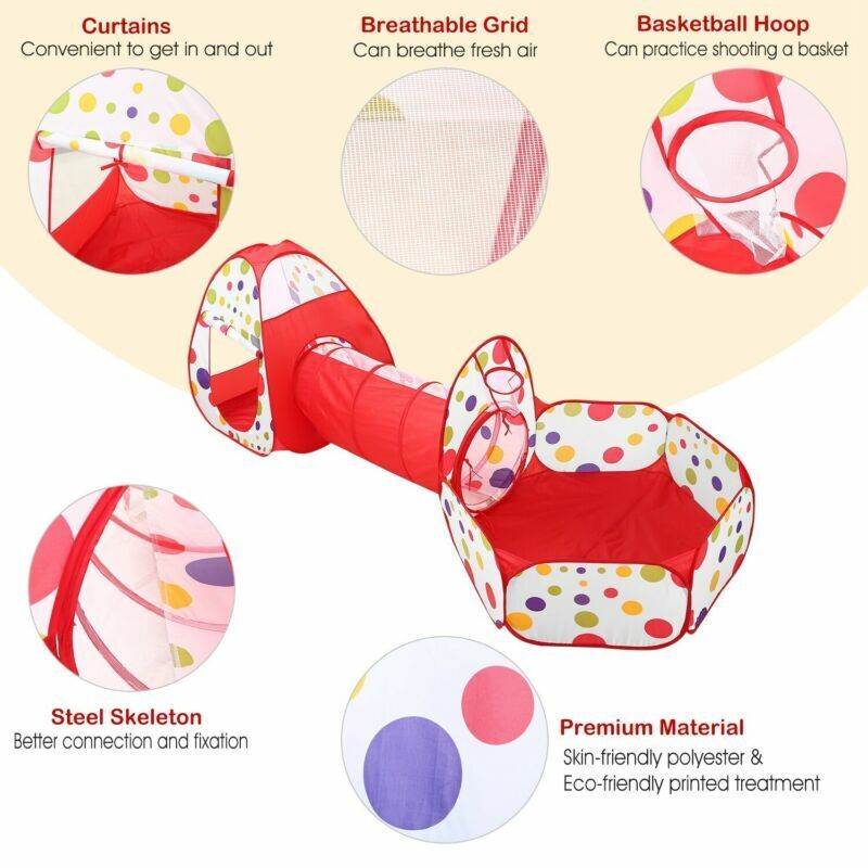 Piggy Poo and Crew Interactive Pet Tunnel and Ball Pit | Fun Pet Playhouse | Includes 50 Balls | Collapsible Design | Indoor/Outdoor - for Dogs, Pigs, Cats, Rabbits, and other Small Animals