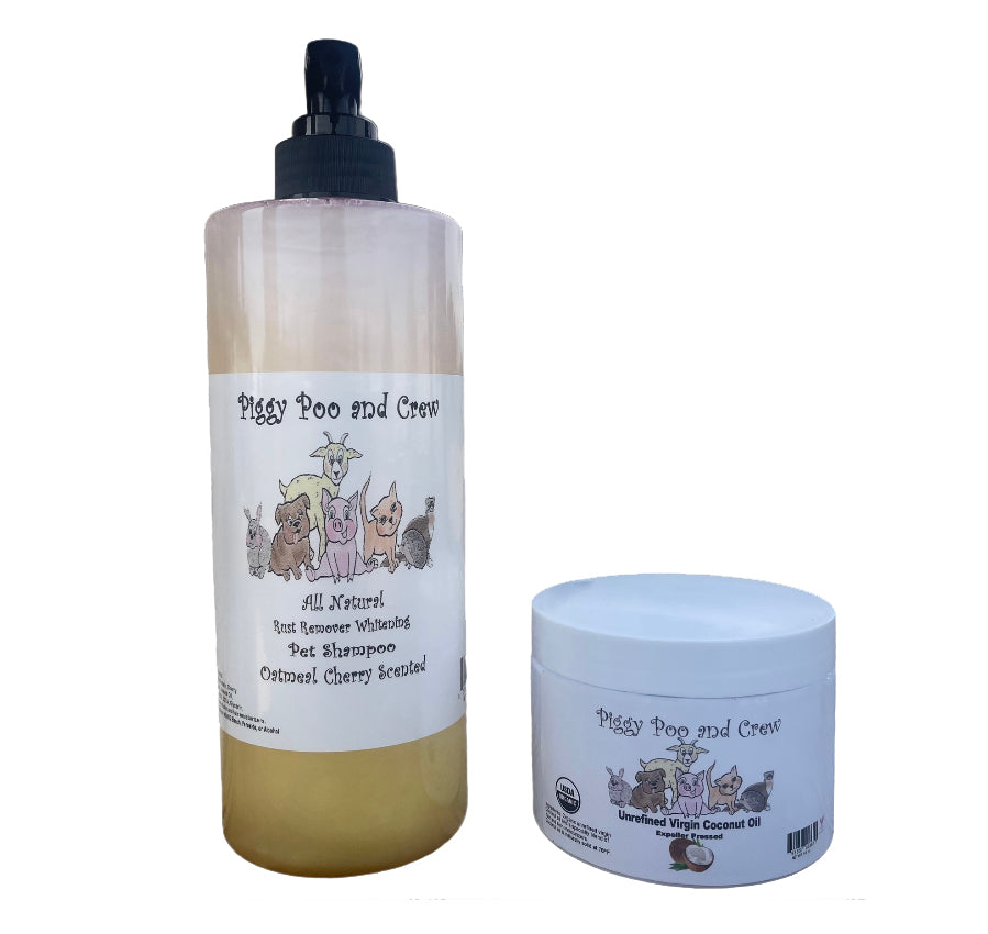 Piggy Poo and Crew Coconut Oil and All Natural Cherry Scented Whitening Pig Rust Shampoo Combo Pack